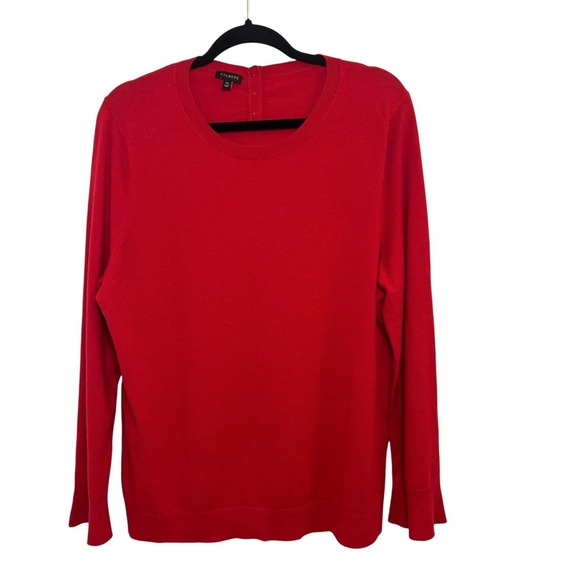 Talbots Red Crew Neck Long Sleeve Knit Sweater with Button Details‎ Size XL - Picture 2 of 10